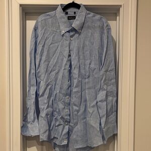 Paul Stuart Light Blue Casual Button-Down Shirt 100% Linen